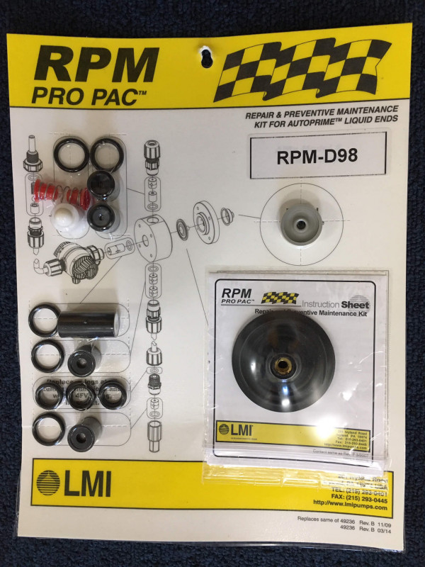 LMI Spare Parts Kit, p/n# RPM-D98
