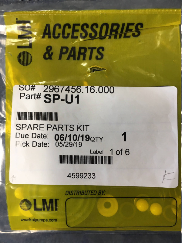 LMI Spare Parts Kit, p/n# SP-U1