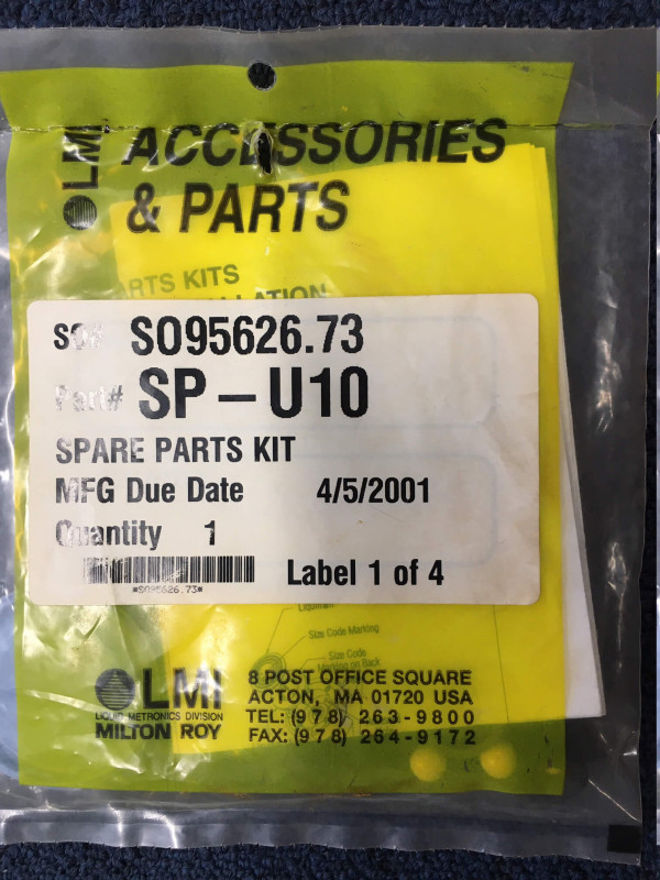 LMI Spare Parts Kit, p/n# SP-U10