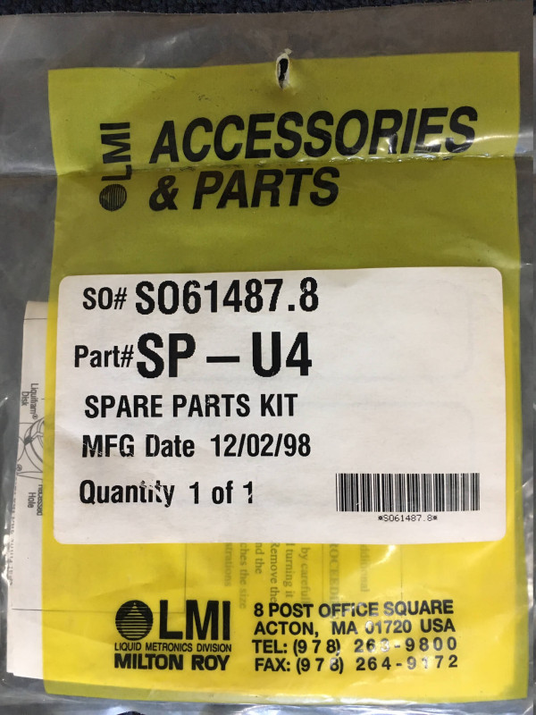 LMI Spare Parts Kit, p/n# SP-U4