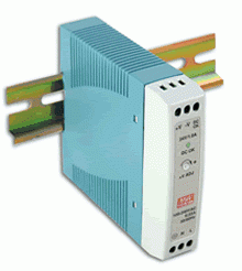 Mean Well Power Supply, AC-DC, 24V, 1A, Enclosed, DIN Rail, PFC, 24W, MDR Series, p/n# MDR-20-24 